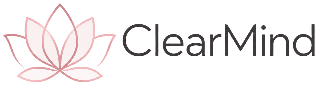 ClearMind online coaching logo with a pink lotus
